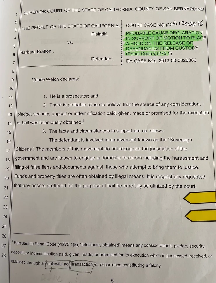 Declaration In Support of Motion to Place Hold On release of Defendant from Custody (5)